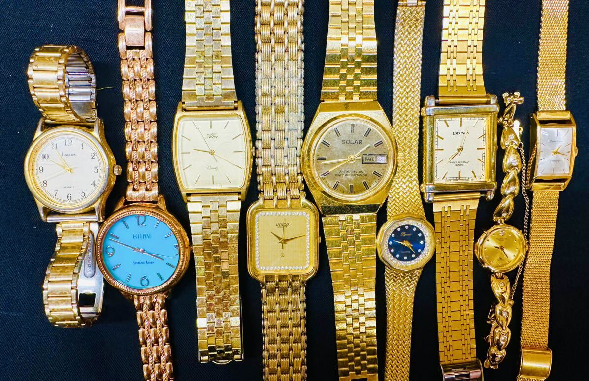 ゴールドカラーのみ 腕時計 140本 大量 SEIKO BULOVA WALTHAM CITIZEN ELGIN klaeuse GUESS AUREOLE CASIO HELBROS 等まとめてセットF99の画像7