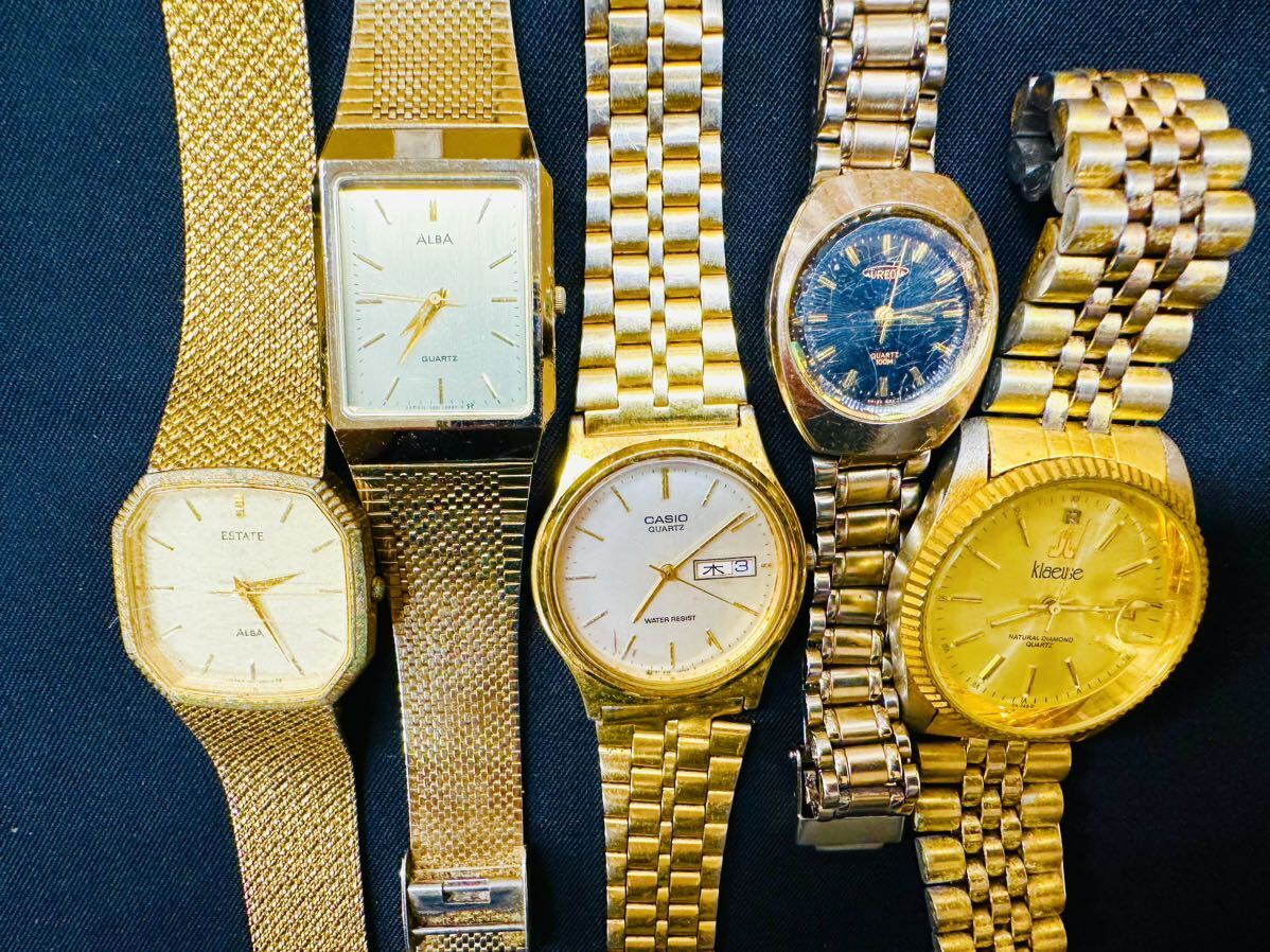 ゴールドカラーのみ 腕時計 140本 大量 SEIKO TECHNOS ELGIN WALTHAM CITIZEN BUREN REGUNO GUESS LANCEL ALBA 等まとめてセットF98の画像6