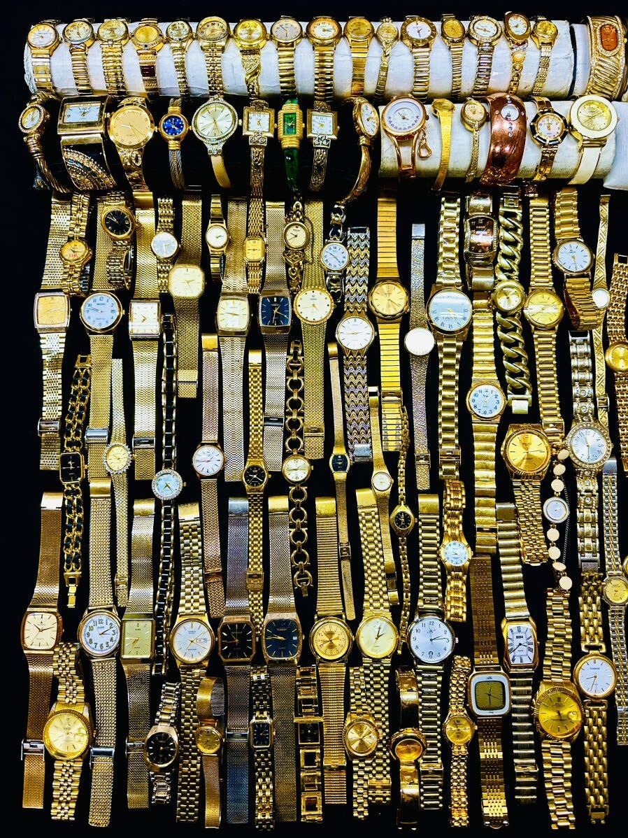 ゴールドカラーのみ 腕時計 140本 大量 SEIKO TECHNOS ELGIN WALTHAM CITIZEN BUREN REGUNO GUESS LANCEL ALBA 等まとめてセットF98の画像8