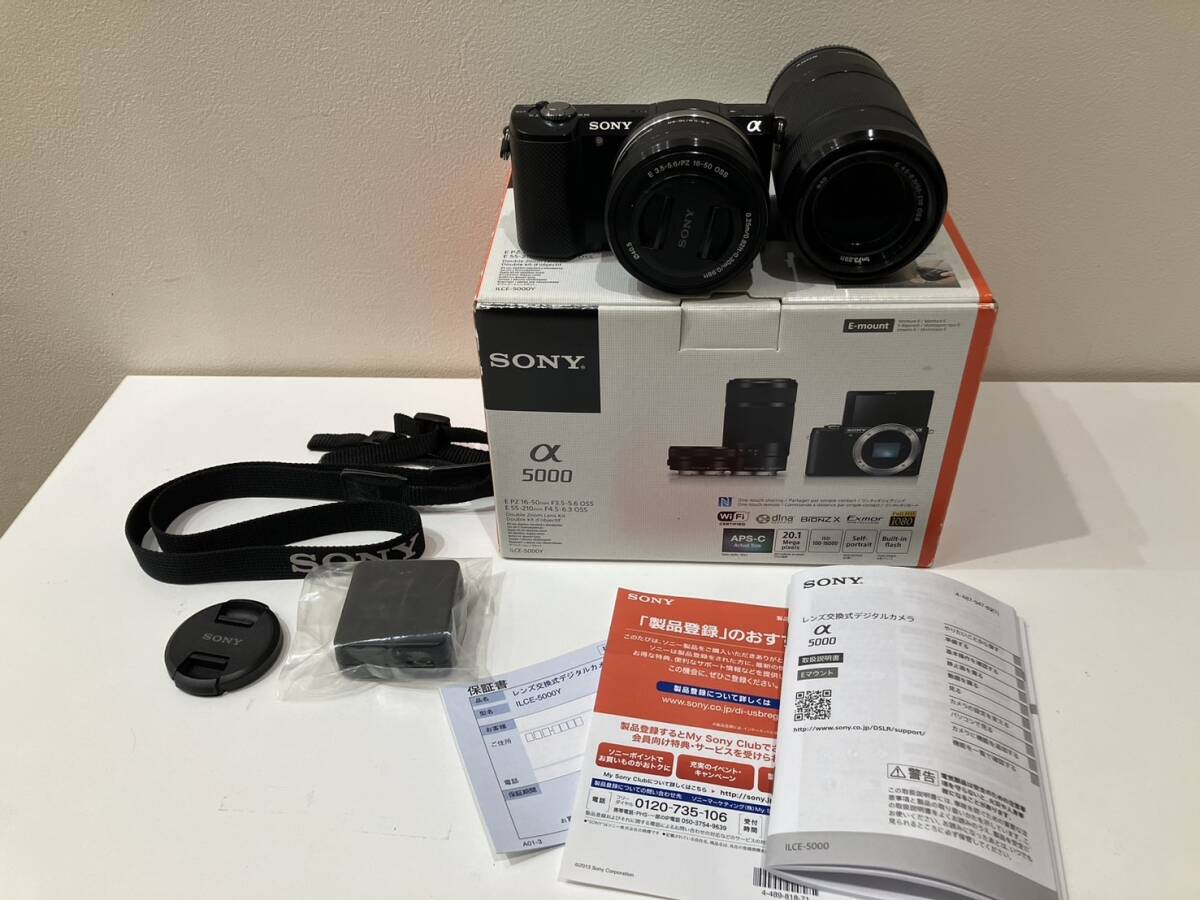 ジャンク Sony a5000 ミラーレス 一眼 デジタル カメラ ILCE-5000 Y コンパクト チャージャー無し 通電確認　2692