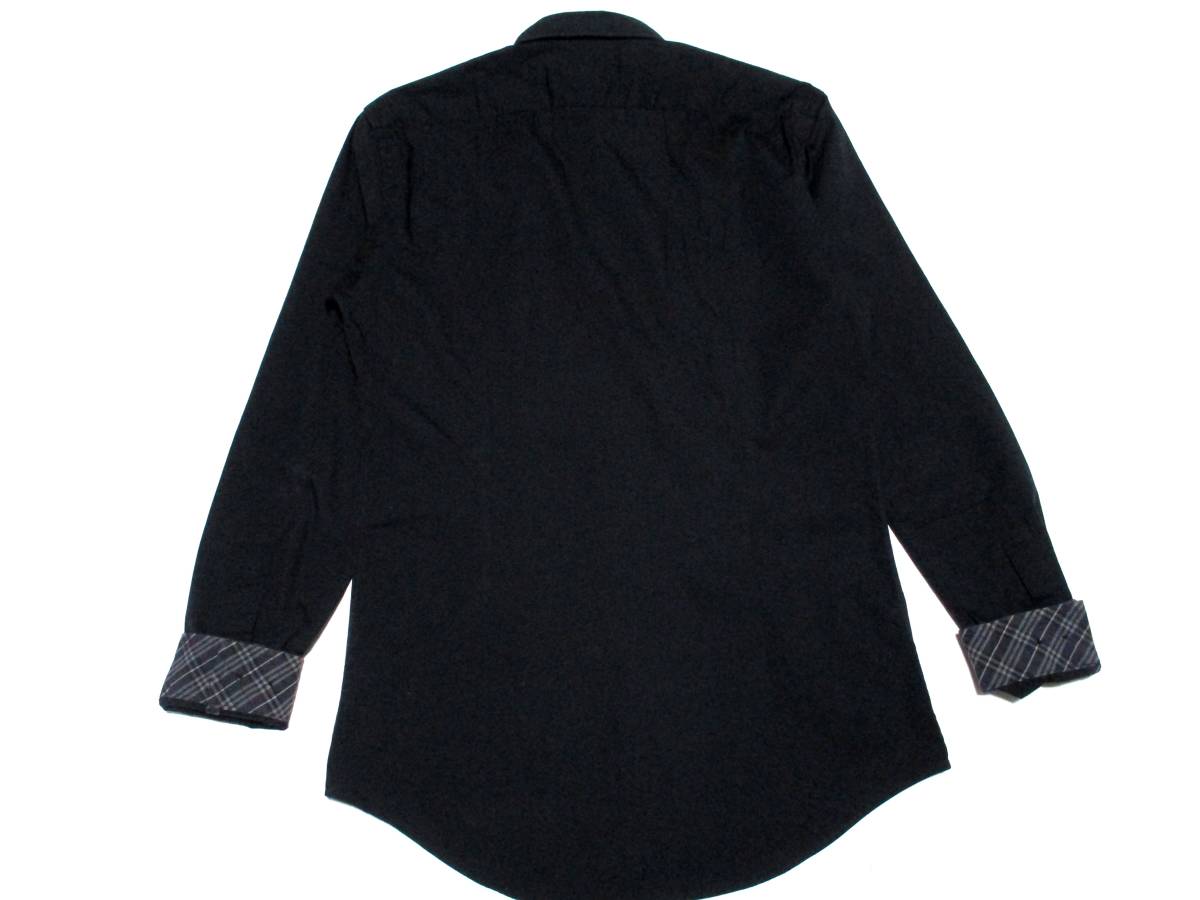 極美品 バーバリーブラックレーベル グレーホース刺繍 襟首・前立て・袖口裏ノバチェック ストレッチ ボタンダウンシャツ サイズ M(2)の画像3