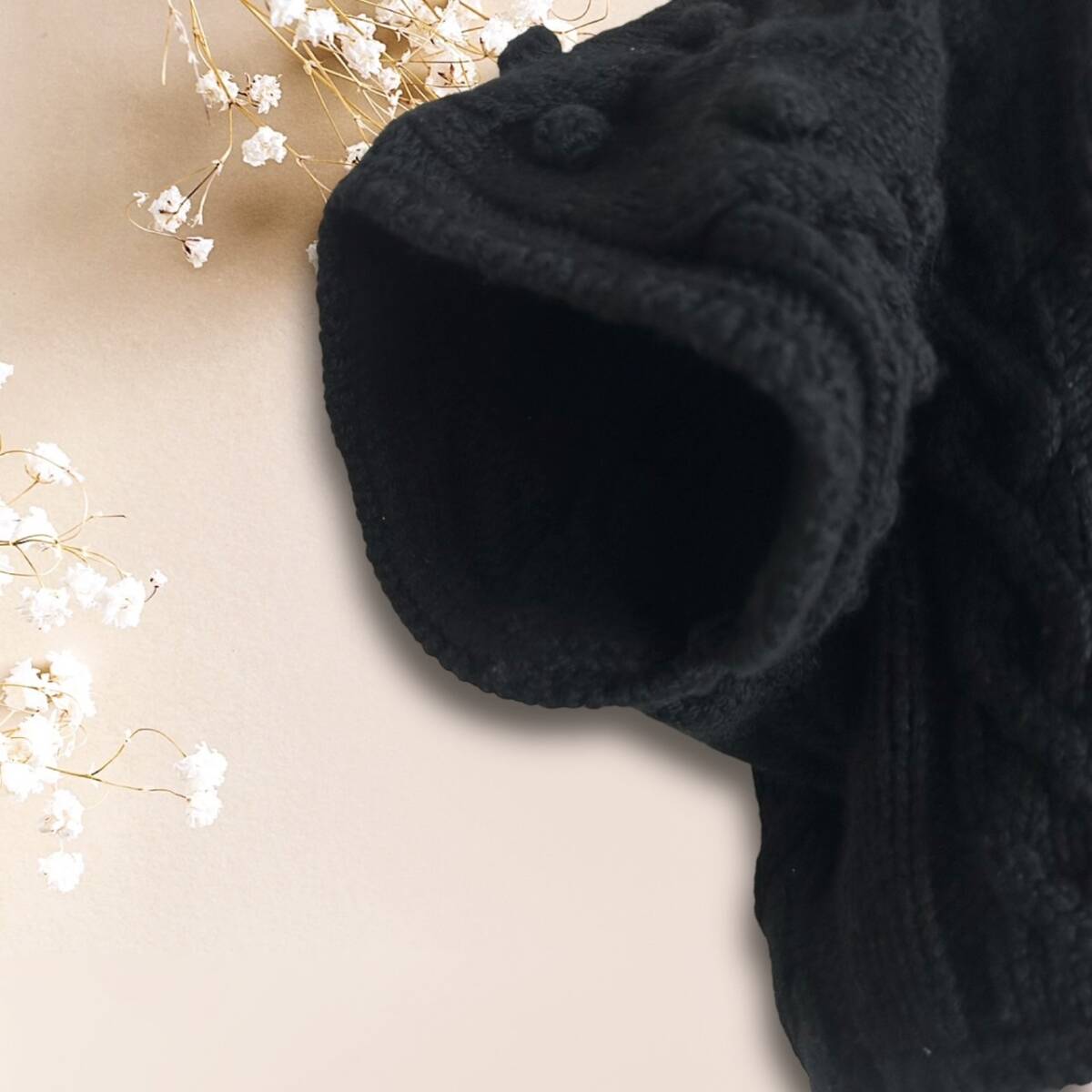 極美品☆カシミヤ☆CHANEL シャネル ココボタン ボレロ ニット カーディガン クロップド 黒 ブラック cashmere P54 ココマーク ポンチョ_画像9