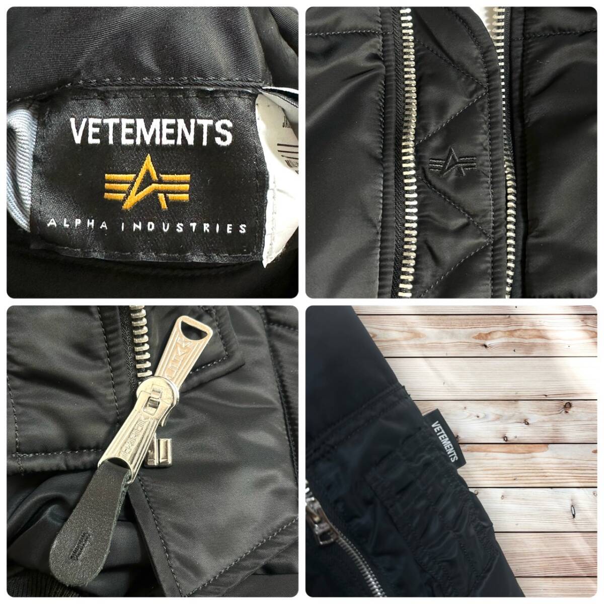 極美品☆超人気モデル☆VETEMENTS×Alpha ヴェトモン アルファ ボンバージャケット リバーシブル MA-1 2021AW ブラック ネイビー 黒 紺 Ｍ_画像10