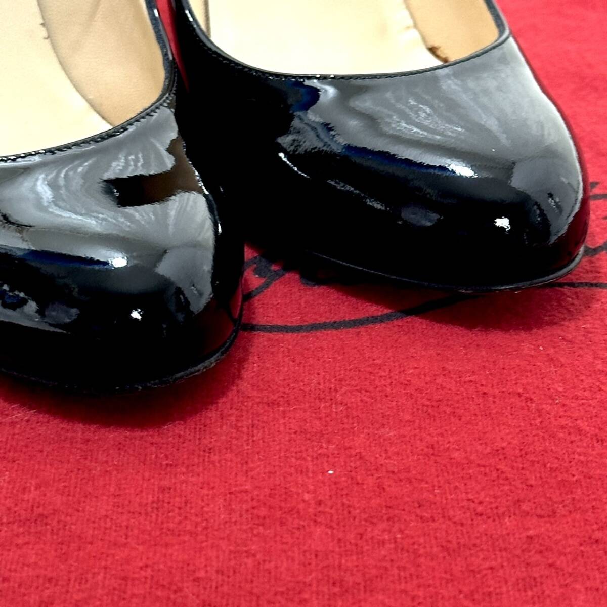 美品☆人気デザイン☆Christian Louboutin クリスチャンルブタン ハイヒール パンプス ブラック 36 黒 RON RON 100 PATENT CALF パテント_画像2