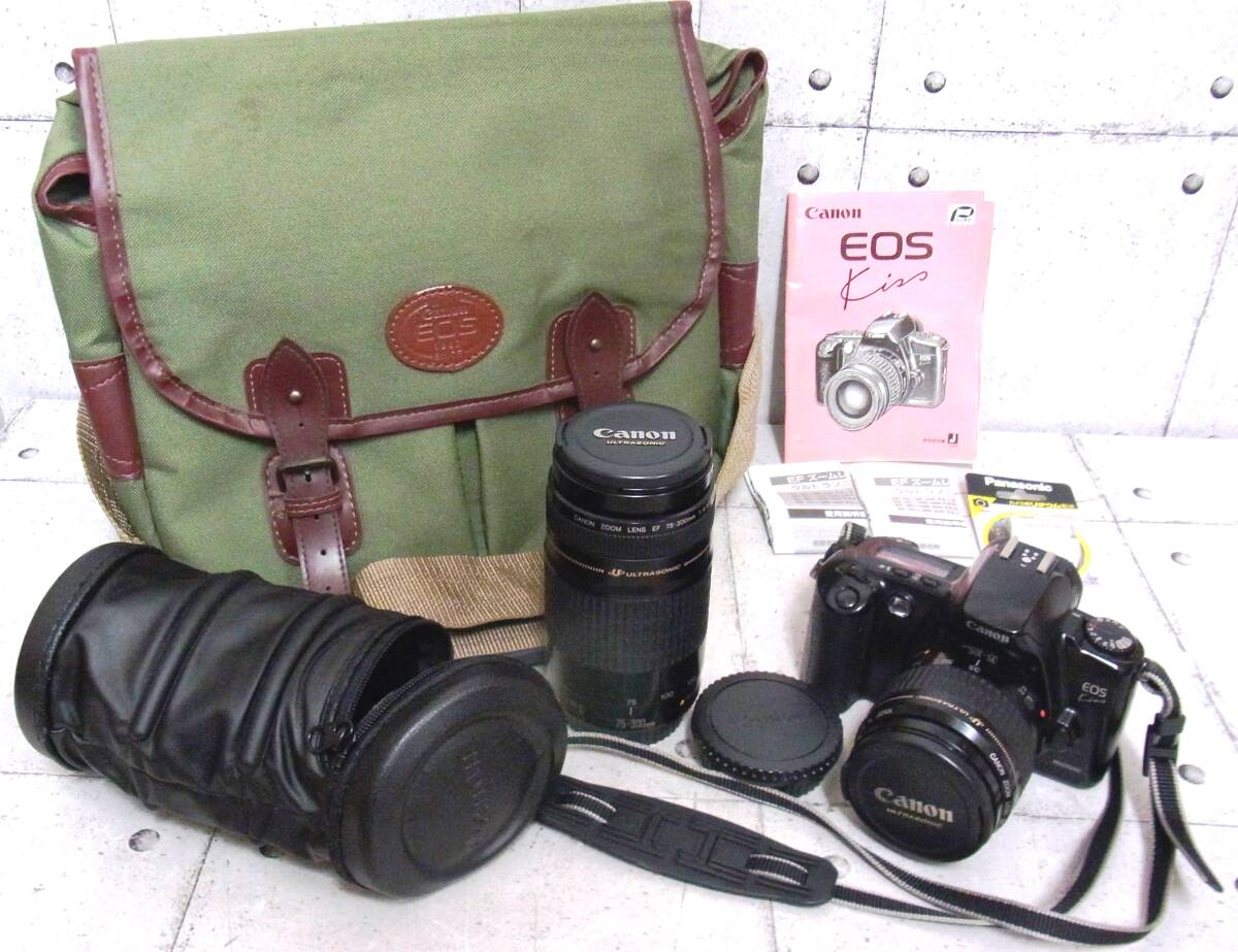 Canon EOS Kiss PANORAMA フィルムカメラ ZOOM LENS EF 75-300mm 1:4-5.6 EOSキャリーバッグ 付属品等まとめて 画像にてご判断下さい _画像1