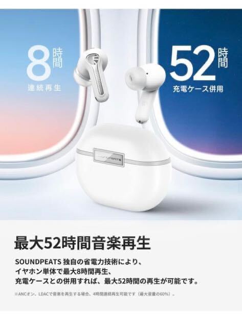 604) SOUNDPEATS Capsule3 Pro ワイヤレスイヤホン ハイレゾ LDAC対応 Bluetooth 5.3 最大52時間再生 ANC アクティブノイズキャンセリングの画像3