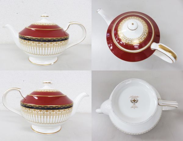 A023★Noritake ノリタケ BONE CHINA 4407 MALEKAH ティーポット 平皿 2点 食器 現状品★03の画像2