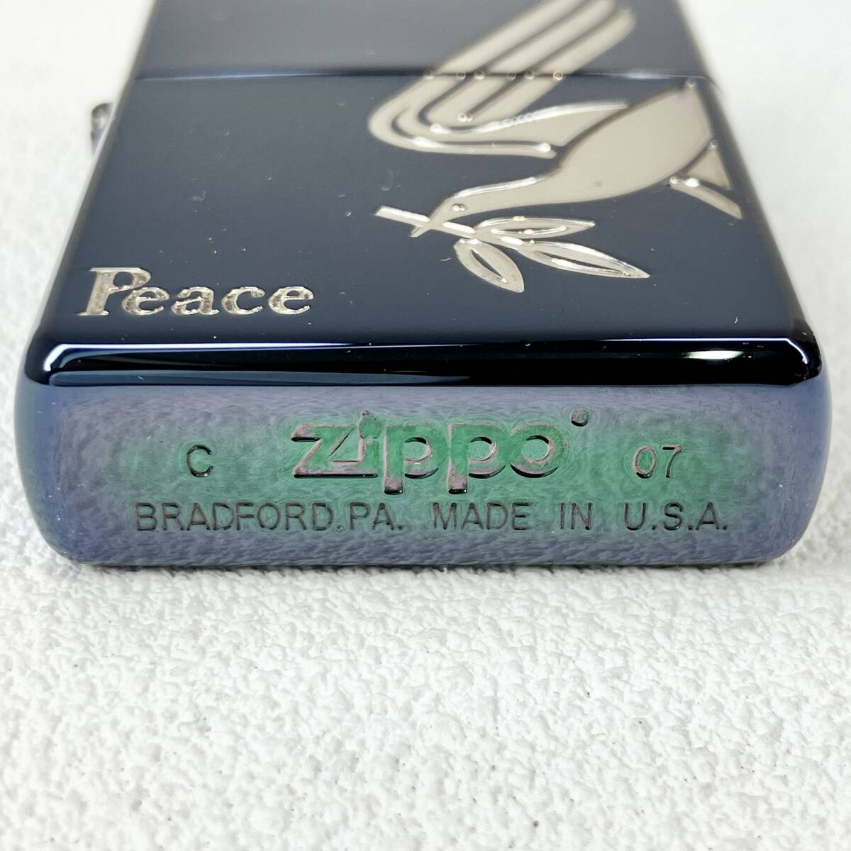 【ZIPPO】ジッポー THE PEACE DESIGN ザ・ピース・デザインキャンペーン JTオリジナル 懸賞品 ブルーチタンコーティング 2007年製 _画像6