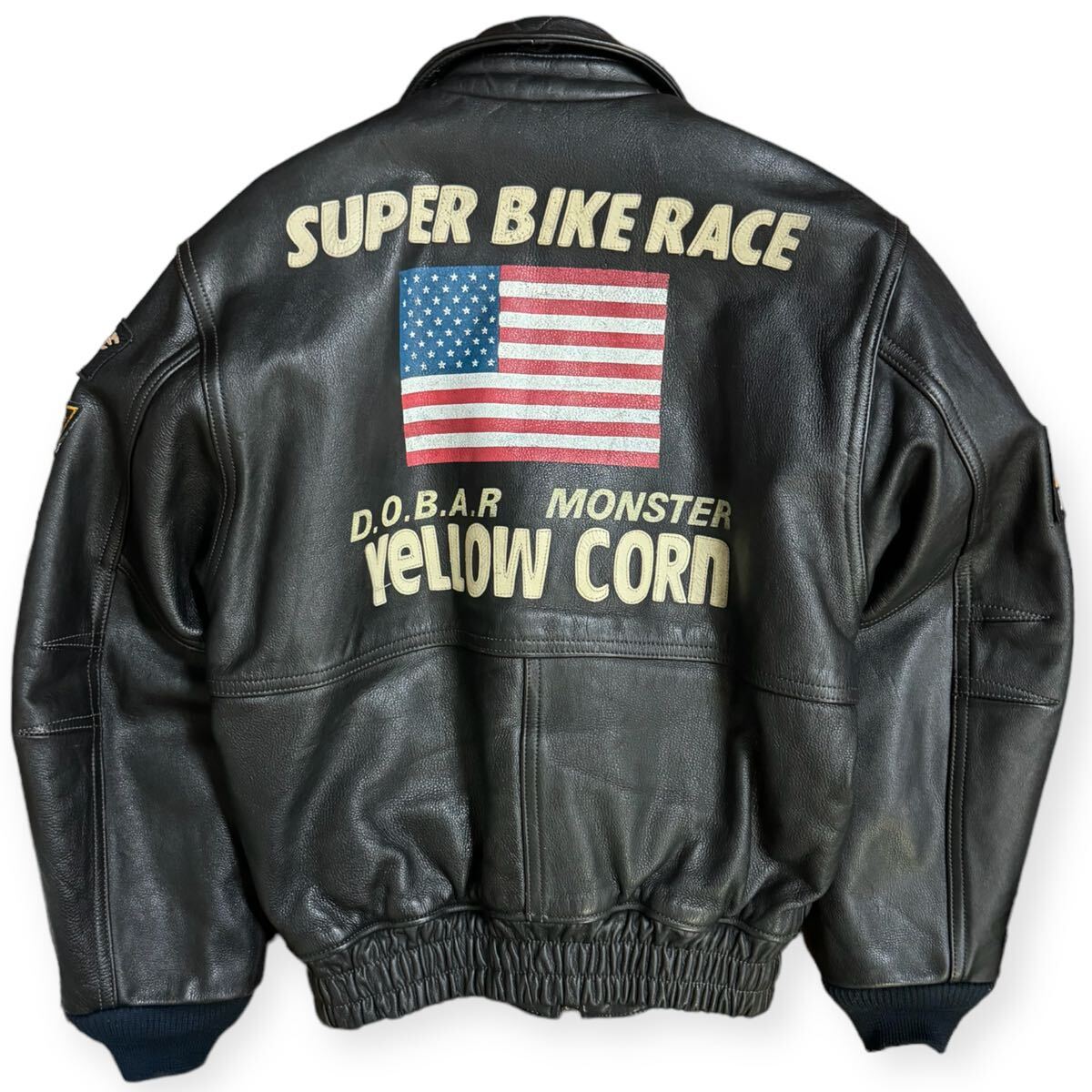 美品 YELLOW CORN 本革 レザージャケット フルデコ バックロゴ 美品 YELLOW CORN 本革 レザージャケット フルデコ バックロゴ
