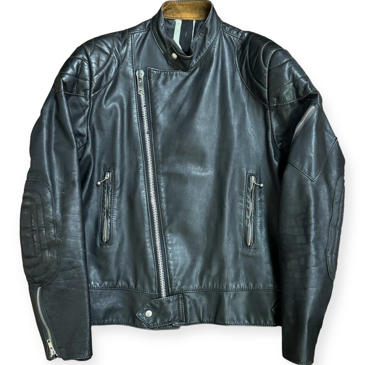 稀少 Belstaff 80s England製 Vintage レザー パテッド ダブル 稀少 Belstaff 80s England製 Vintage レザー パテッド ダブル