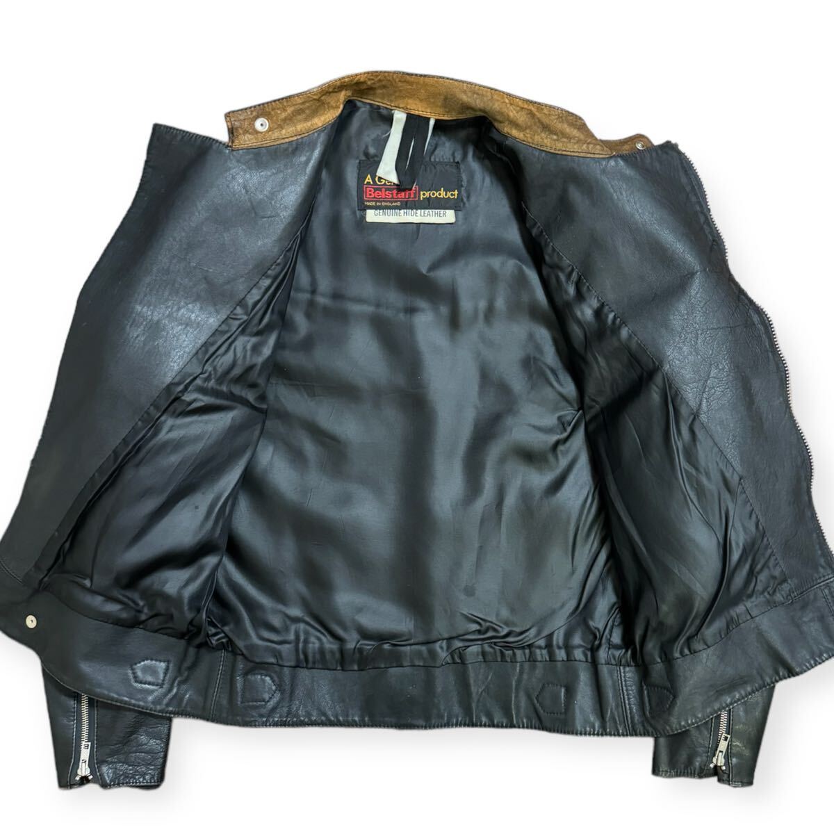 稀少 Belstaff 80s England製 Vintage レザー パテッド ダブル 稀少 Belstaff 80s England製 Vintage レザー パテッド ダブル
