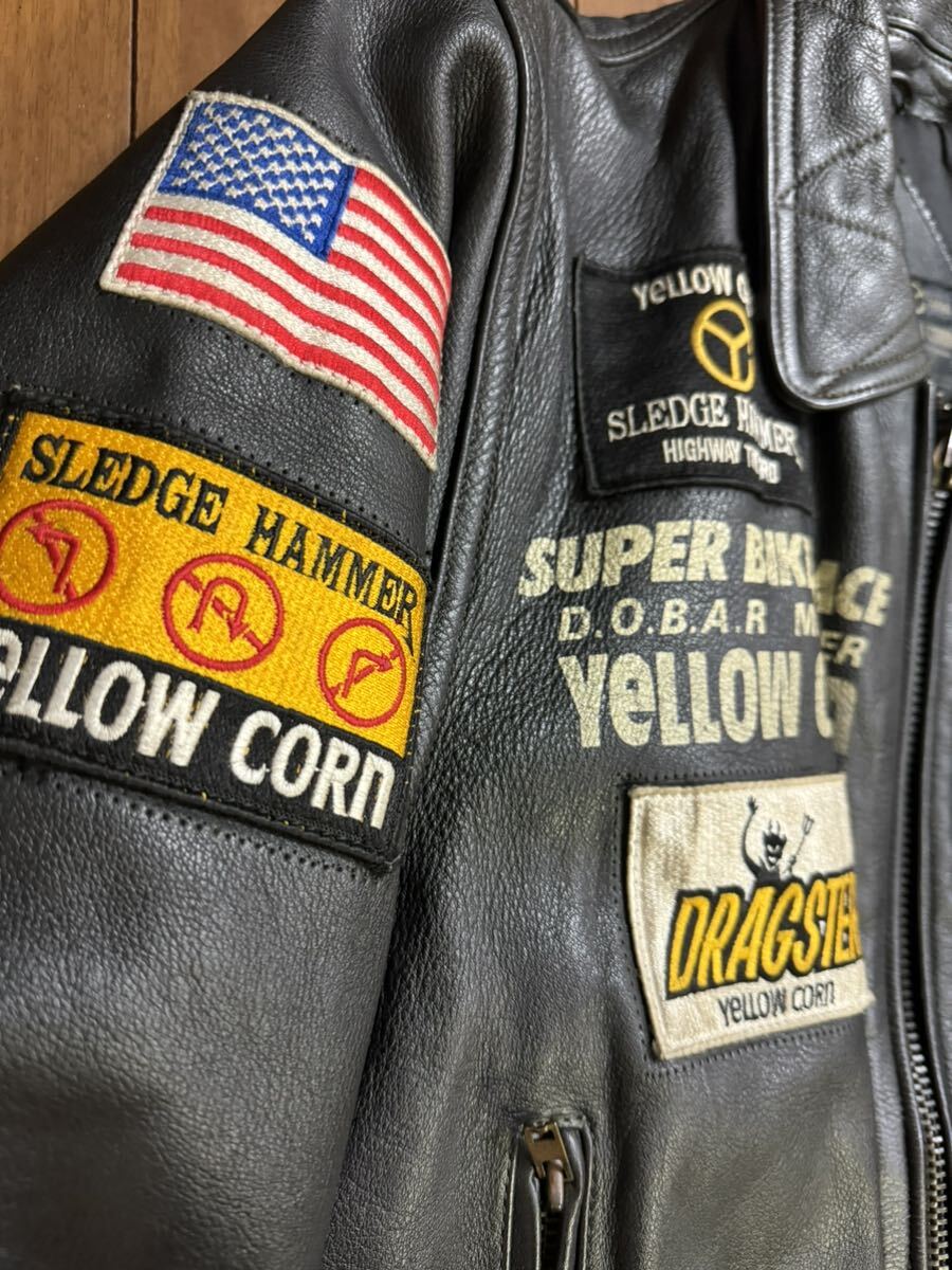 美品 YELLOW CORN 本革 レザージャケット フルデコ バックロゴ 美品 YELLOW CORN 本革 レザージャケット フルデコ バックロゴ