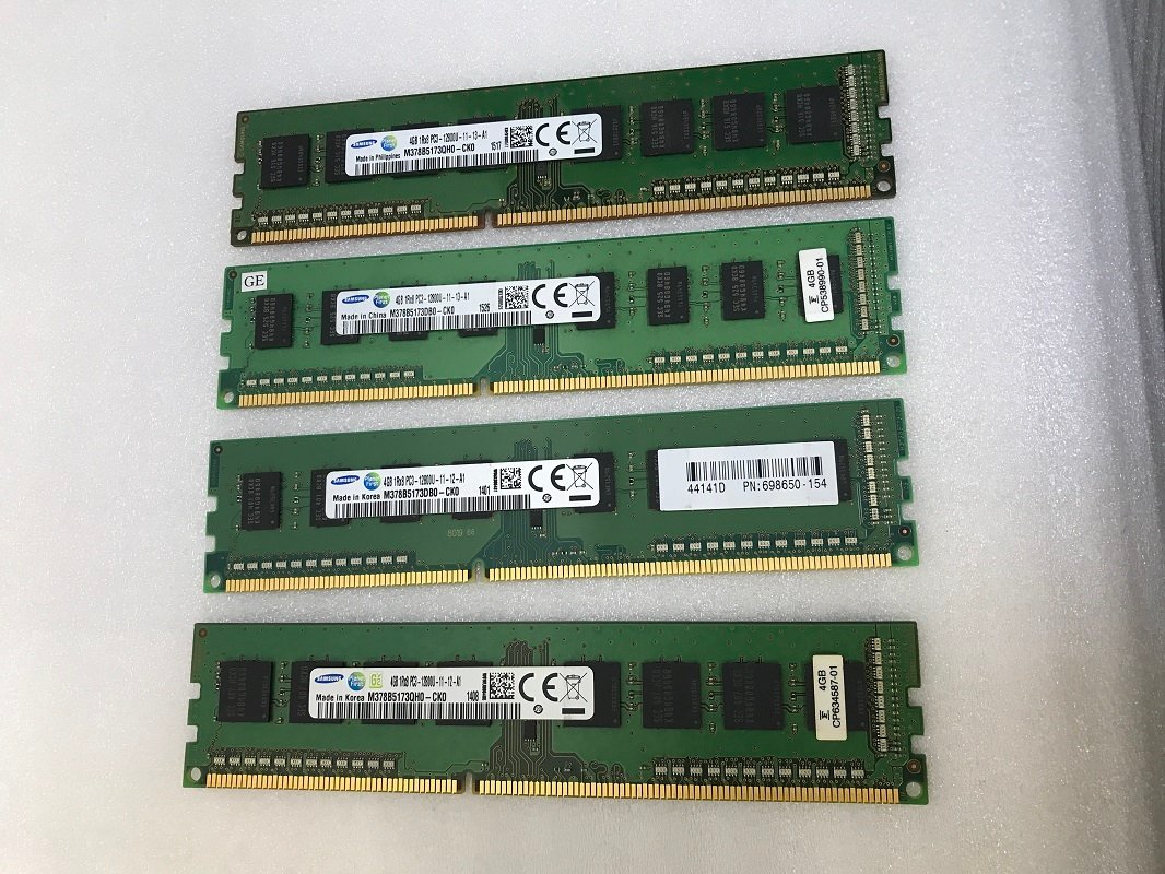 SAMSUNG 1RX8 1Rx8 PC3-12800U 4GB 4枚組 1セット 16GB DDR3 デスクトップ用 メモリ ECC無し DDR3-1600 4GB 4枚で 16GB DDR3 DESKTOP RAMの画像1