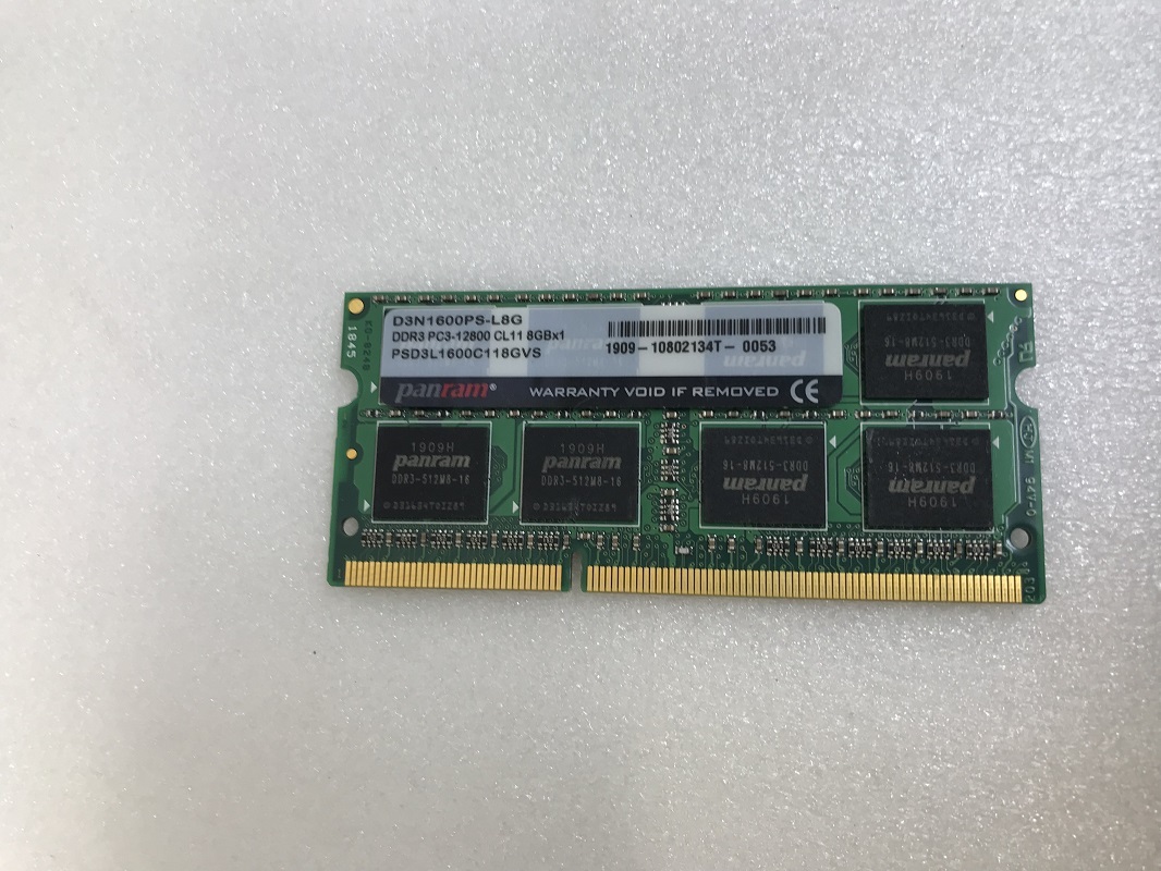 PANRAM PC3L-12800S 8GB DDR3L-1600 8GB DDR3L ノート用メモリ 8GB DDR3L LAPTOP RAM中古 RAM 動作確認済み_画像1