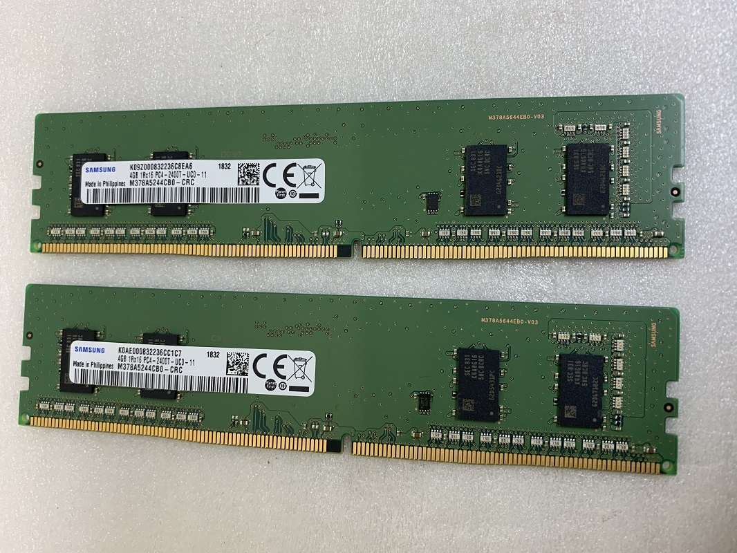 SAMSUNG 1RX16 PC4-2400 4GB 2枚組 1セット 8GB DDR4 デスクトップ用メモリ 288ピン ECC無し DDR4 19200 4GB 2枚 8GB DDR4 DESKTOP RAM_画像1
