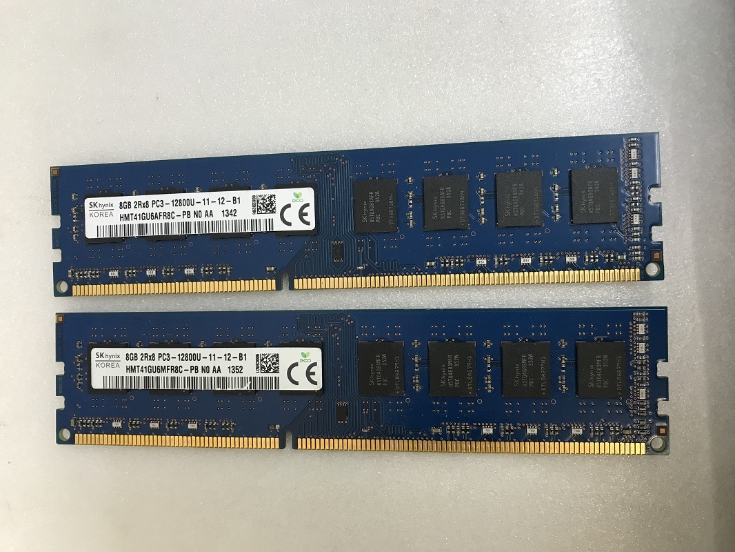 SK HYNIX 2rX8 PC3-12800U 8GB 2枚組 1セット 16GB DDR3 デスクトップ用 メモリ ECC無し DDR3-1600 8GB 2枚で 16GB DDR3 DESKTOP RAM_画像1