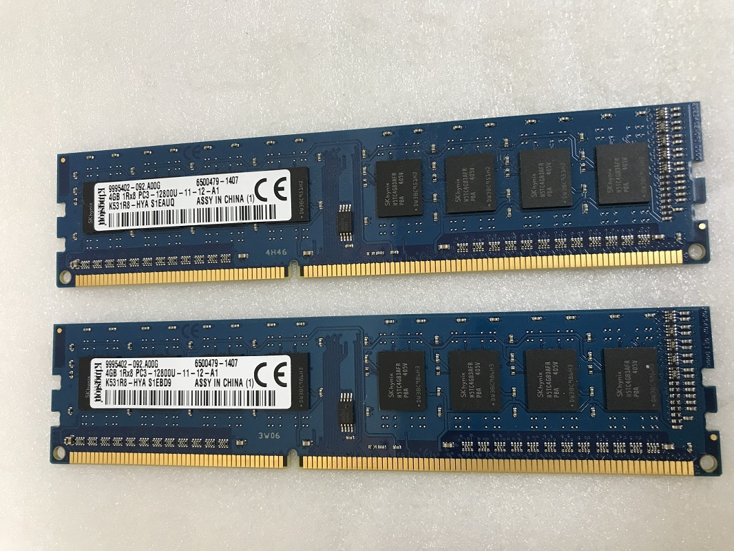 KINGSTON 1Rx8 PC3-12800U 8GB 4GB 2枚 8GB DDR3 デスクトップ用 メモリ 240ピン DDR3-1600 4GB 2枚 8GB DDR3 DESKTOP RAMの画像1