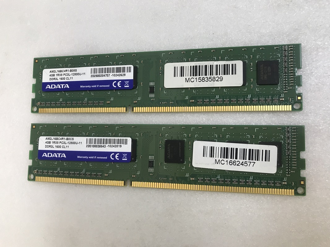 ADATA PC3L-12800U 4GB 2枚組 1セット 8GB DDR3L デスクトップ用 メモリ 240ピン ECC無し DDR3L-1600 4GB 2枚で 8GB DDR3L DESKTOP RAMの画像1