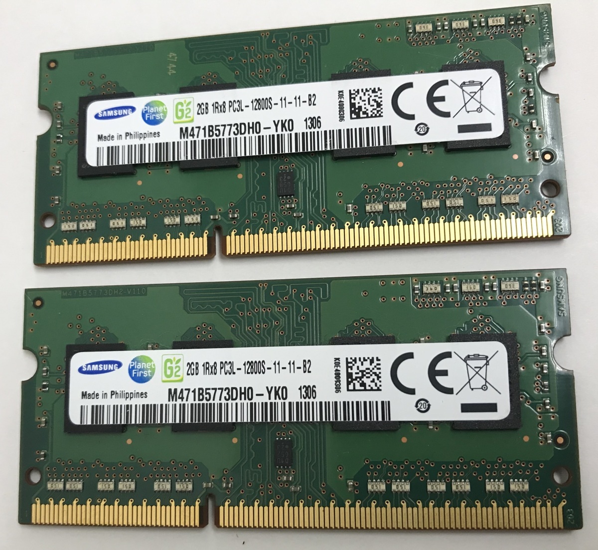 SAMSUNG 1Rx8 PC3L-12800S 4GB【2GB×2枚組=4GB】DDR3L ノートPC用 メモリ 204ピン DDR3L-1600 2GB 2枚 ECC なし DDR3L LAPTOP RAM_画像1