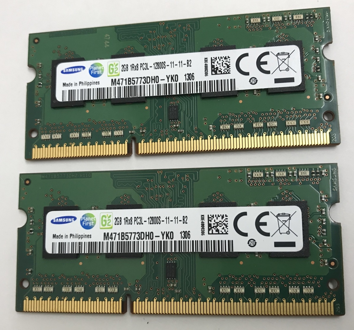 SAMSUNG 1Rx8 PC3L-12800S 4GB【2GB×2枚組=4GB】DDR3L ノートPC用 メモリ 204ピン DDR3L-1600 2GB 2枚 ECC なし DDR3L LAPTOP RAM_画像2