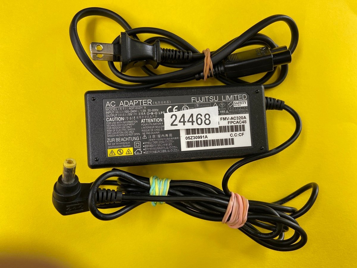 FUJITSU ACアダプター 19V=3.16A FMV-AC320A ADP-60ZH A 富士通 19V=3.16A ノートパソコン用 ACアダプタ_画像1