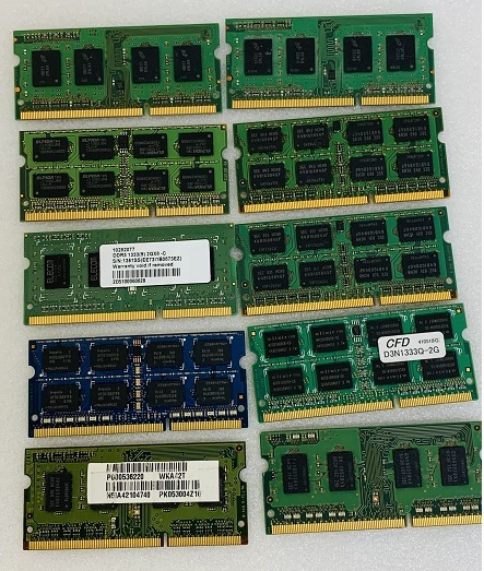 PC3-10600S 2GB 10枚セット DDR3 ノートPC用メモリ DDR3 1333 2GB 10枚セット DDR3 LAPTOP RAM メーカー指定不可_画像3