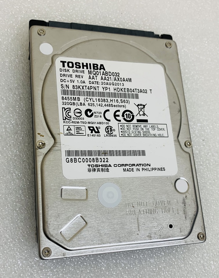 TOSHIBA MQ01ABD032 320GB SATA 2.5インチ 320GB SATA HDD 320 SATA 2.5 9.5MM 5400RPM ハードディスク 中古_画像1