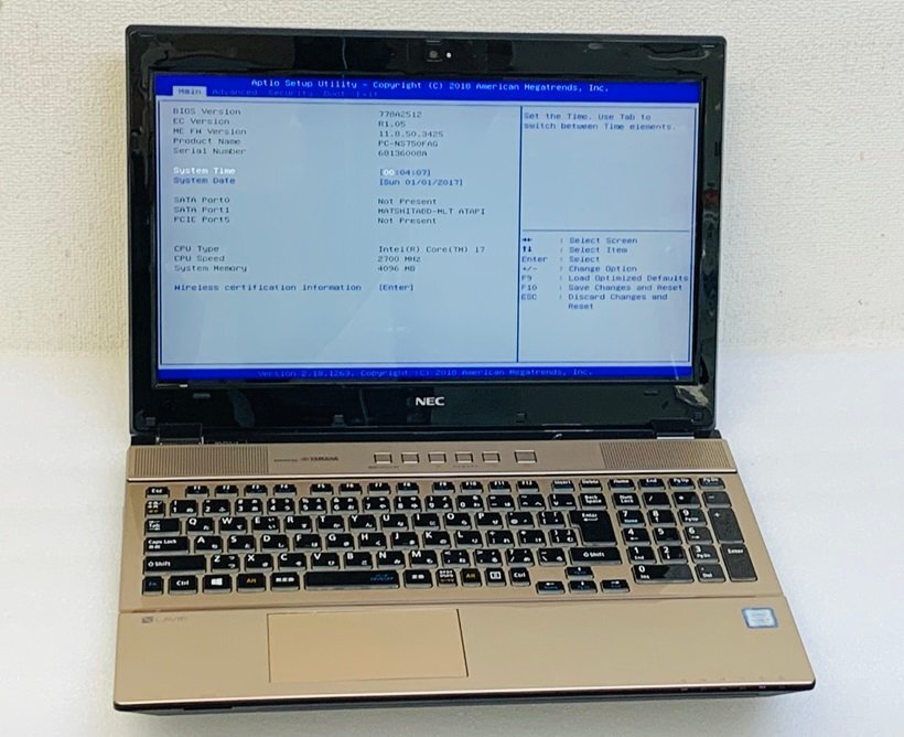 NEC LaVie NS750/F PC-NS750FFG Intel Core i7 7500U メモリ4GB HDDなし 15.6 インチ NEC ノートパソコンジャンク品_画像1