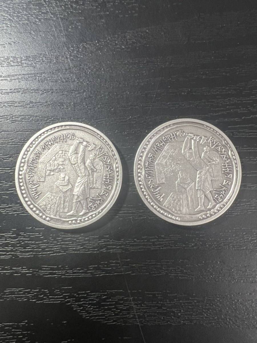 1円～ ICDC 純銀メダル ウクライナ 2枚セット 14g×2 28g の画像1