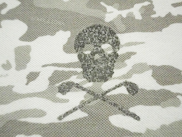 【即決】おしゃれ シック L MARK&LONA マークアンドロナ 半袖 ポロシャツ カモフラ 迷彩 グレー スカル スワロフスキー 日本製 メンズの画像6