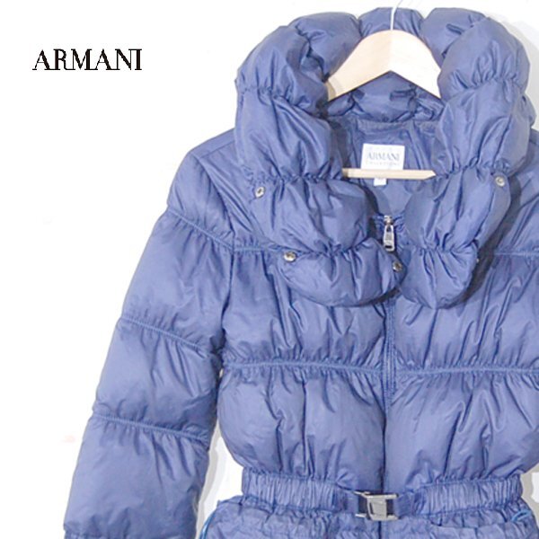 アルマーニARMANI COLLEZIONI■ダウンジャケット ナイロン ジップジャケット ボリュームカラー ダブルジッパー■40■ネイビー ※NK4216334_画像1