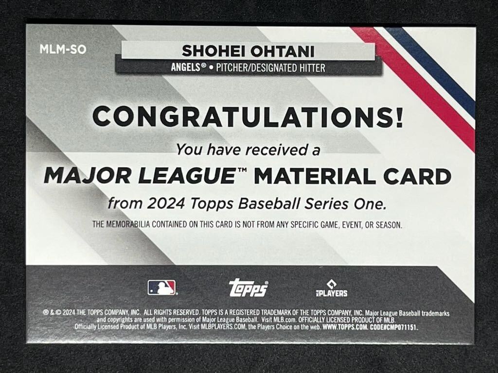 大谷翔平 2024 Topps Series 1 実使用ジャージーレリック Shohei Ohtani Relic ドジャース_画像2