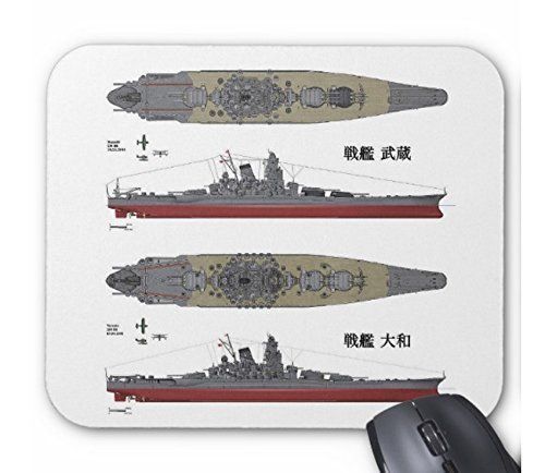 『 戦艦 大和と武蔵 』のマウスパッド (黒地)（フォトパッド）_『 戦艦 大和と武蔵 』のマウスパッド