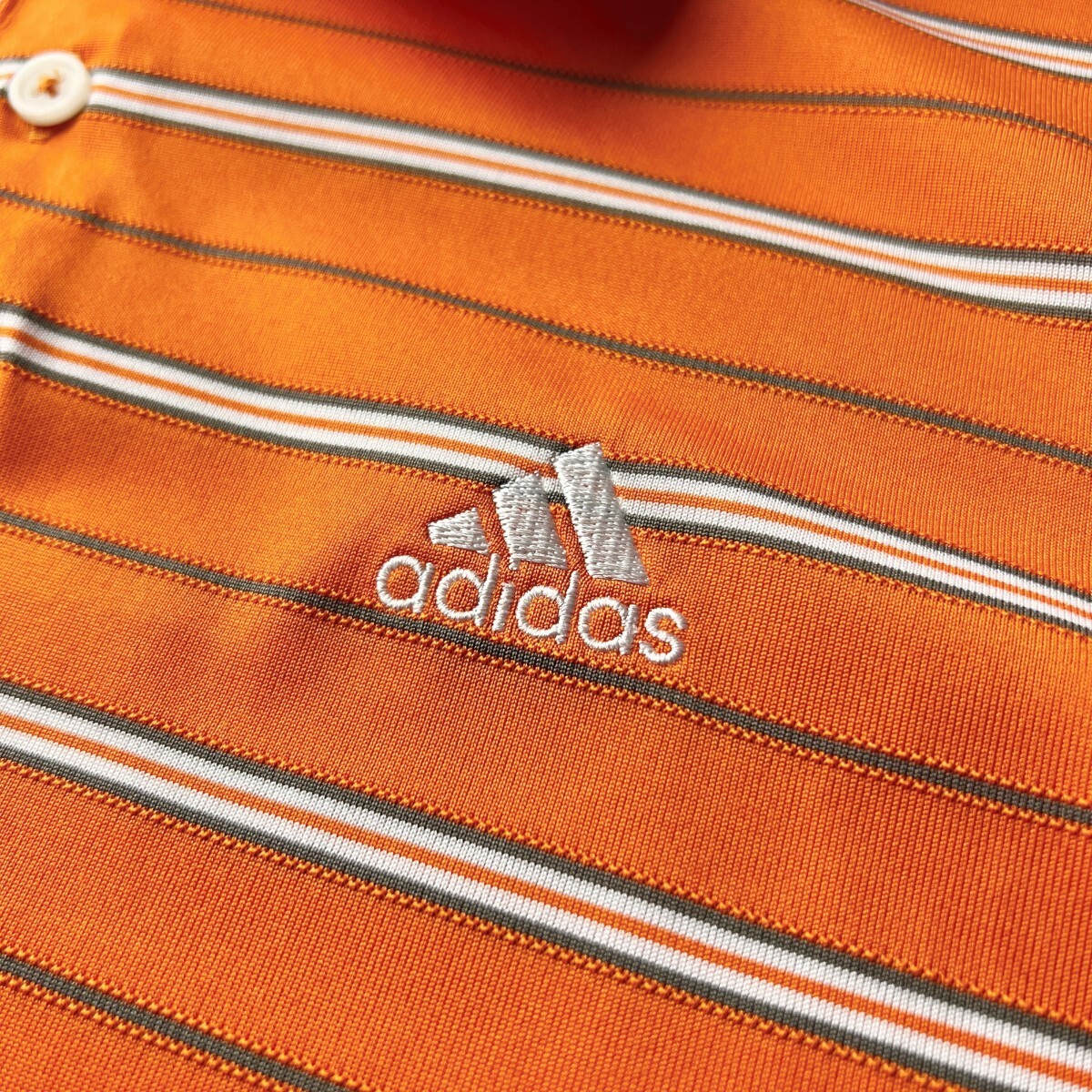 美品 adidas GOLF アディダス ゴルフ 快適 ドライ ストレッチ 半袖 ポロシャツ / メンズ M サイズ / オレンジ ボーダー柄 ゴルフウェアの画像5