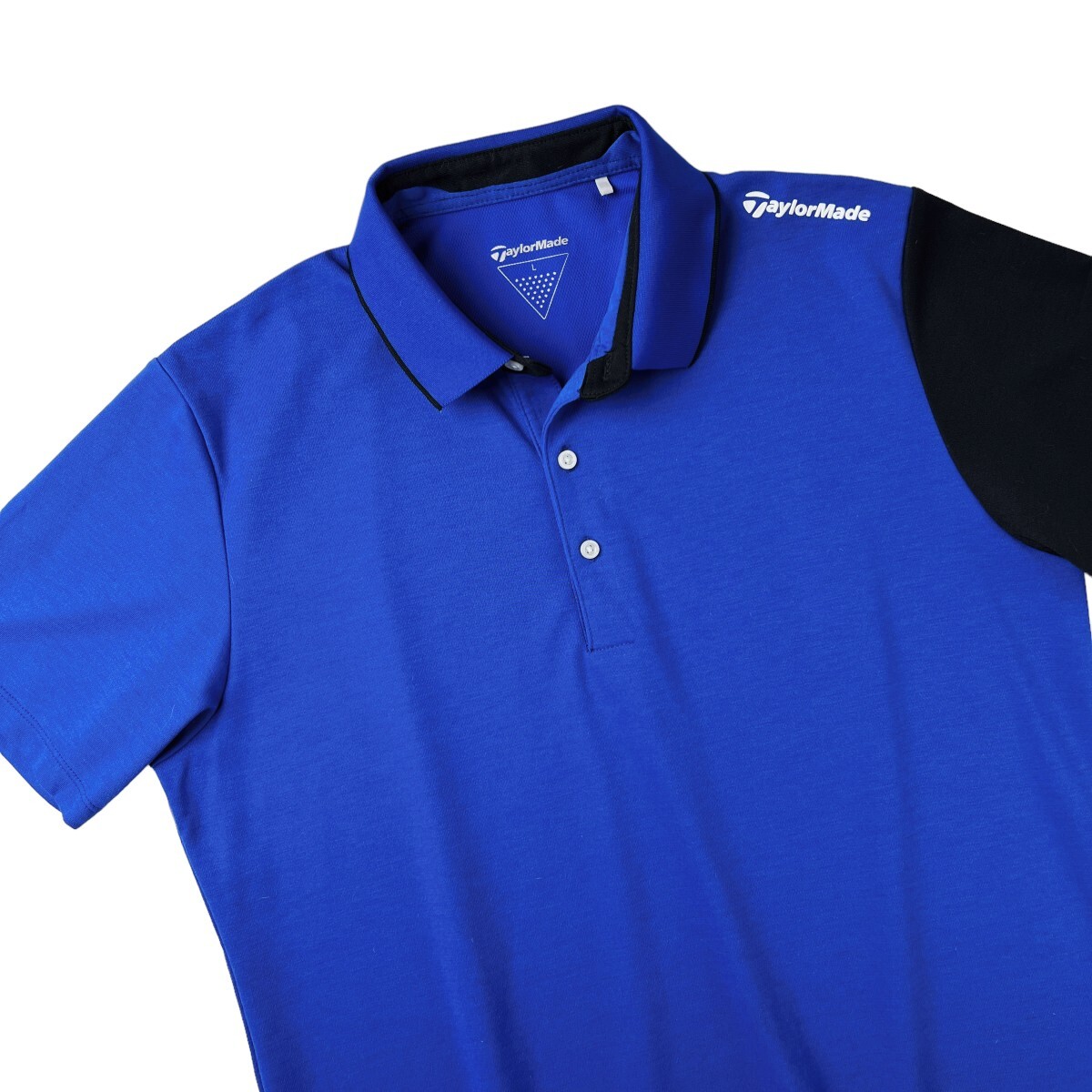 未使用級 TaylorMade Golf テーラーメイド ゴルフ / ドライ ストレッチ 半袖 ポロシャツ / メンズ L サイズ / 青 ブルー 人気 ゴルフウェア_画像1