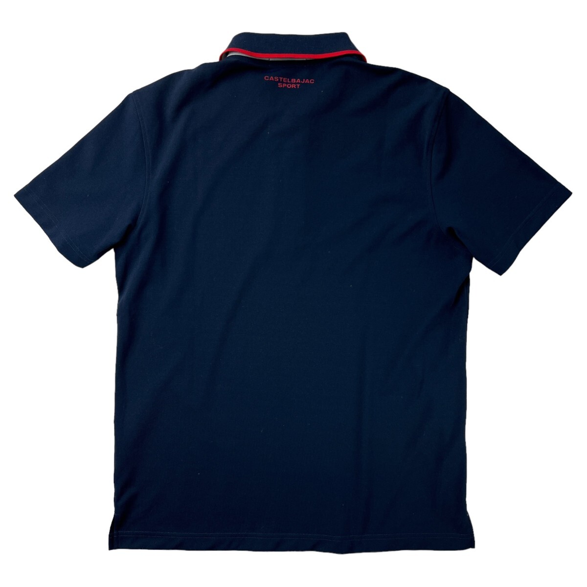 未使用級 オッジ社製 近年モデル CASTELBAJAC カステルバジャック 家紋ロゴ 半袖 ポロシャツ メンズ 48 (L) ネイビー 日本製 ゴルフウェア_画像8