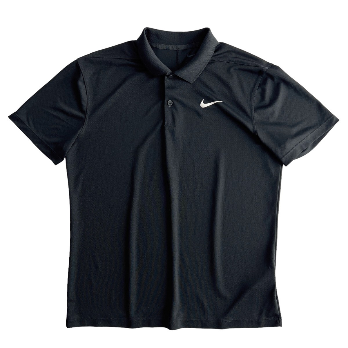 NIKE GOLF ナイキ ゴルフ DRI- FIT ストレッチ 半袖 ポロシャツ / メンズ L サイズ 黒 ブラック ワンポイント 無地 シンプル ゴルフウェア_画像3