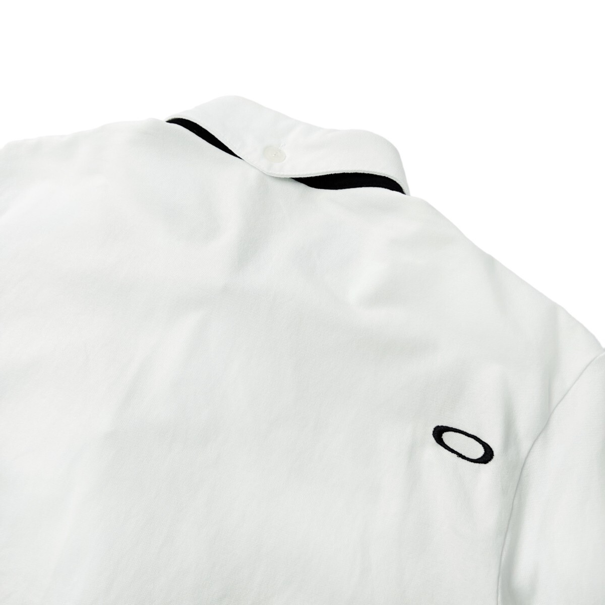 美品 OAKLEY GOLH オークリー ゴルフ / スカル 刺繍 半袖 ボタンダウン ポロシャツ / メンズ L サイズ / 白 ホワイト 人気 ゴルフウェアの画像7