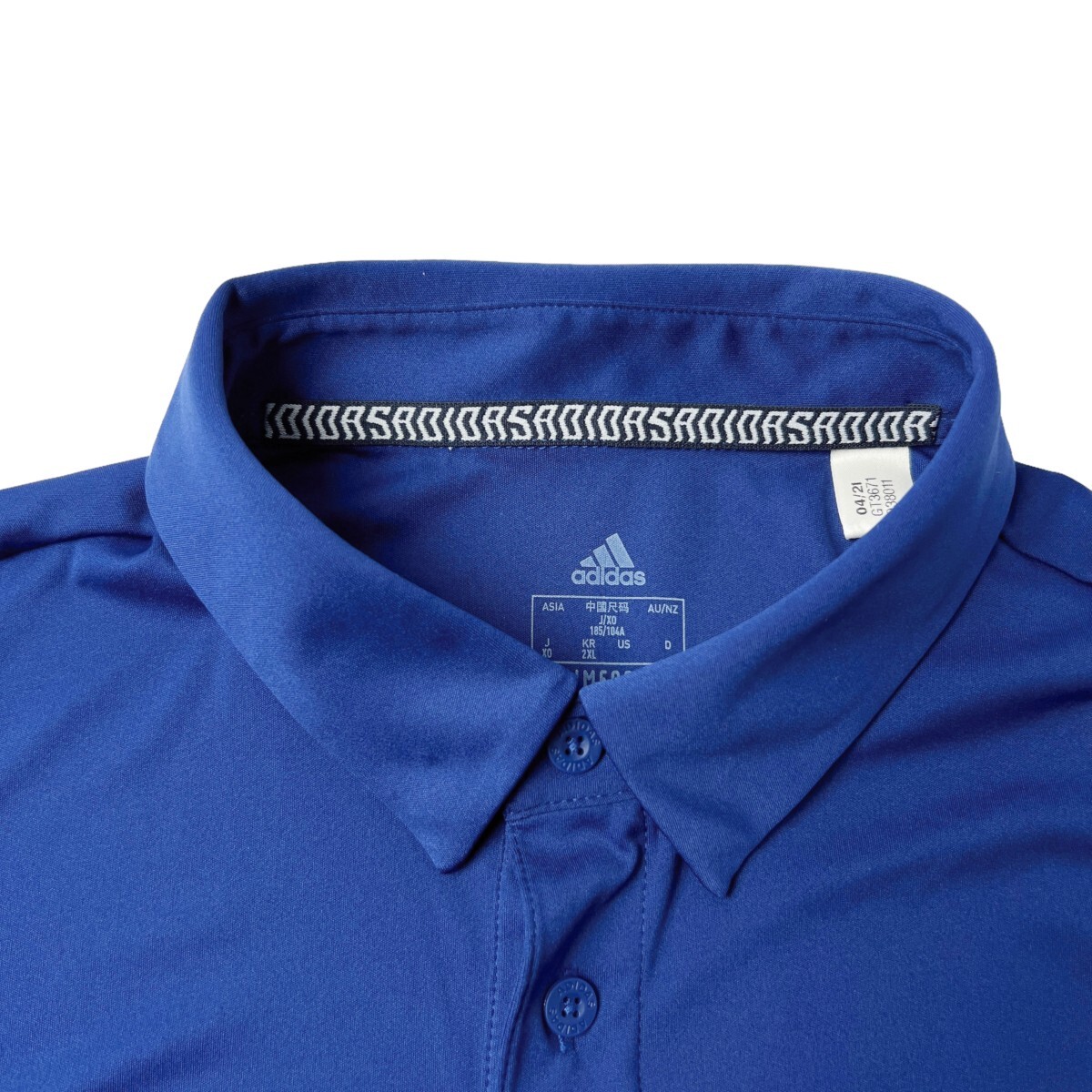 美品 adidas Golf アディダス ドライ ストレッチ 半袖 ポロシャツ メンズ XO (2XL) 大きいサイズ 青 ワンポイント シンプル ゴルフウェアの画像5