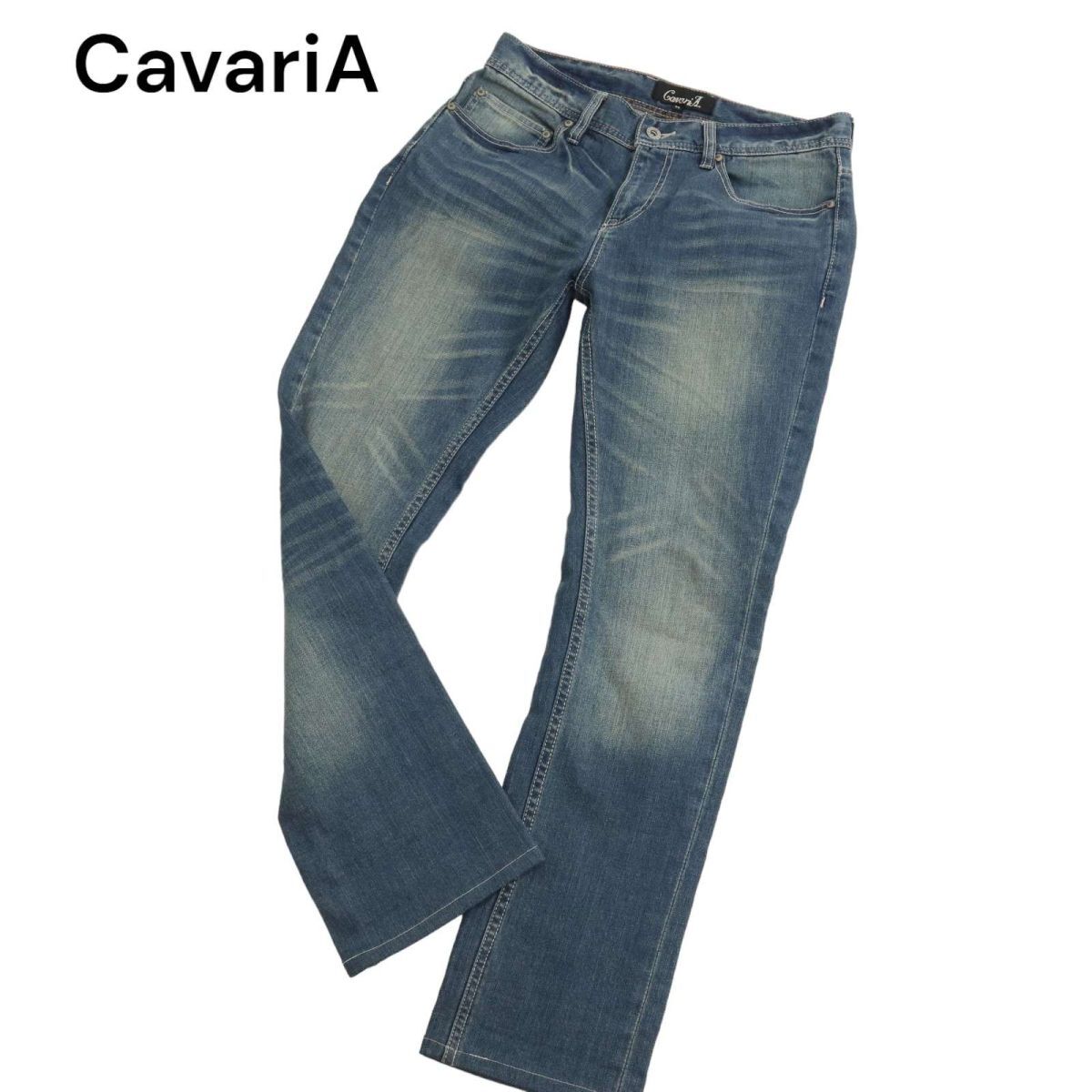 CavariA キャバリア 通年 USED加工★ ストレッチ スリムストレート デニム パンツ ジーンズ Sz.44　メンズ　C4B00968_2#R_画像1