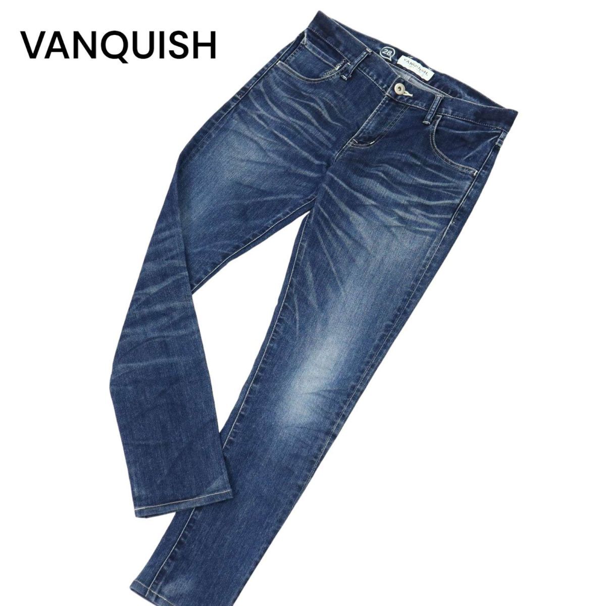 VANQUISH ヴァンキッシュ 通年 USED加工★ スキニー デニム パンツ ジーンズ Sz.28 メンズ C4B01121_3#Rの画像1