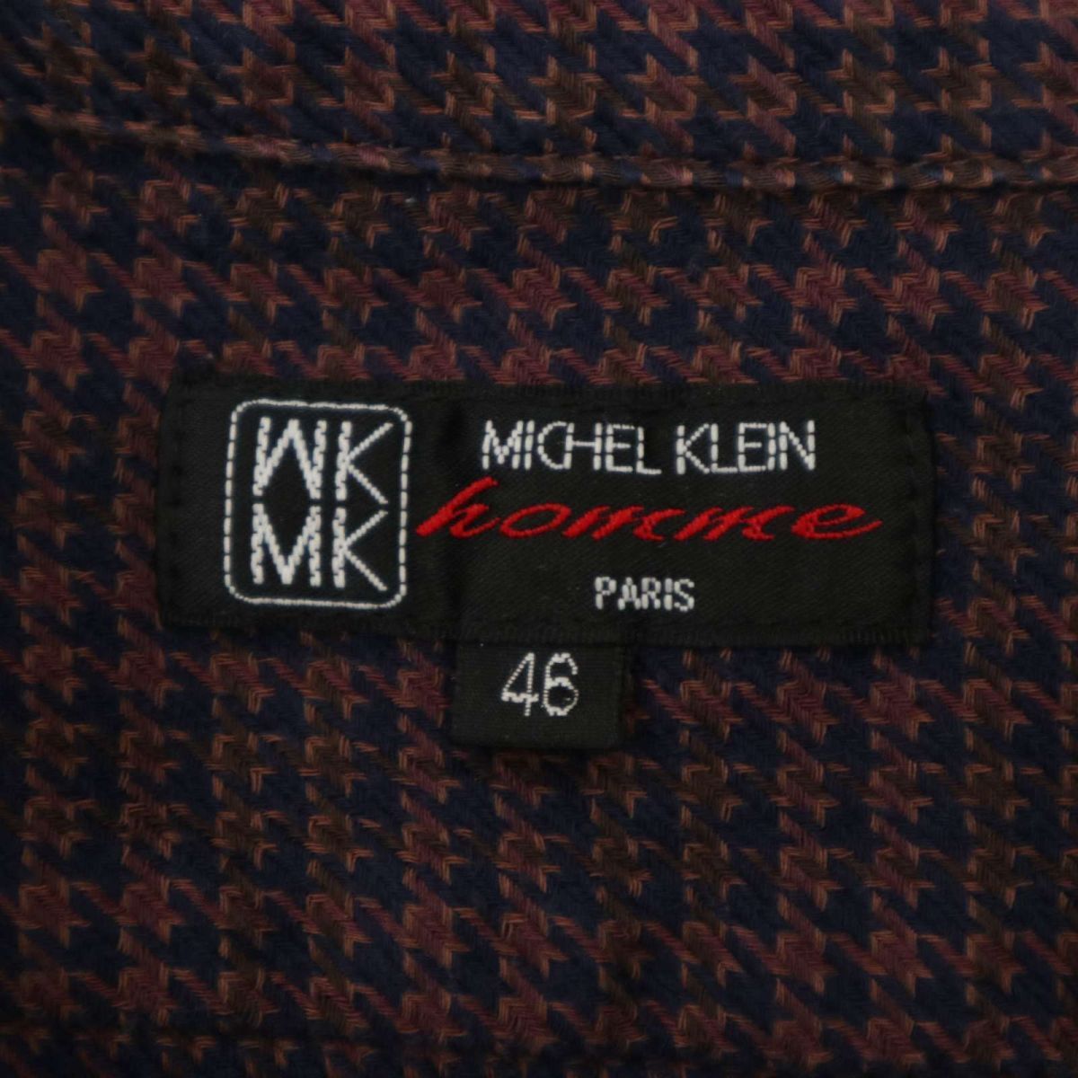 MK HOMME Michel Klein Homme through year long sleeve collar wire * Classic two-tone thousand bird shirt Sz.46 men's C4T01883_3#C