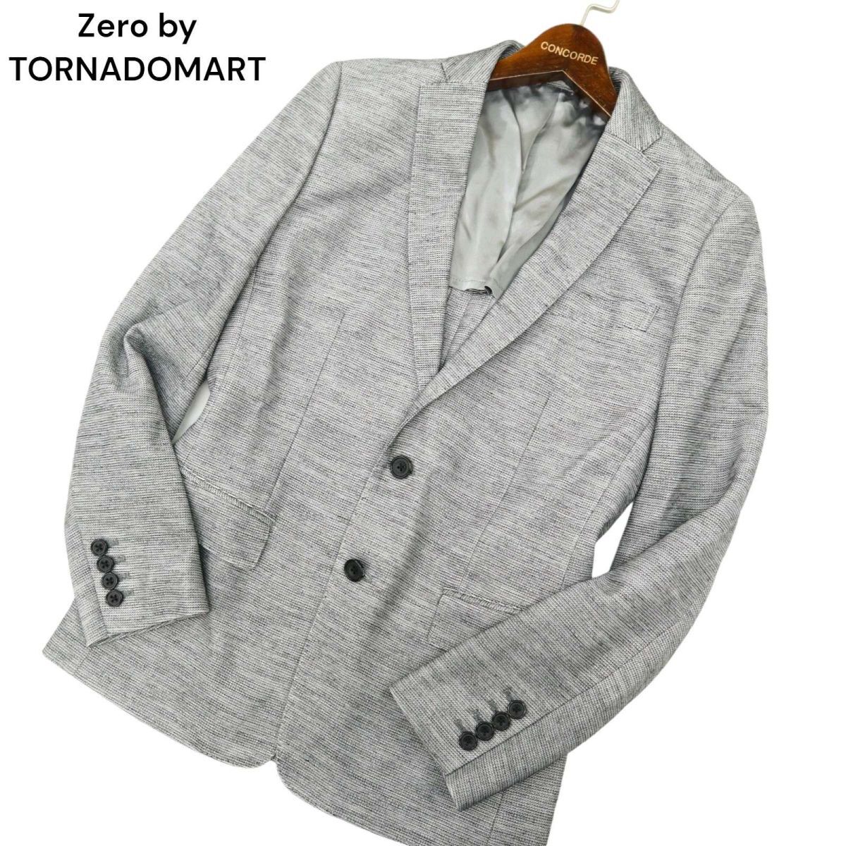 22SS★ Zero by TORNADOMART トルネードマート 春夏 背抜き 麻 リネン混★ アンコン テーラード ジャケット Sz.M　メンズ 灰　C4T01966_3#M_画像1