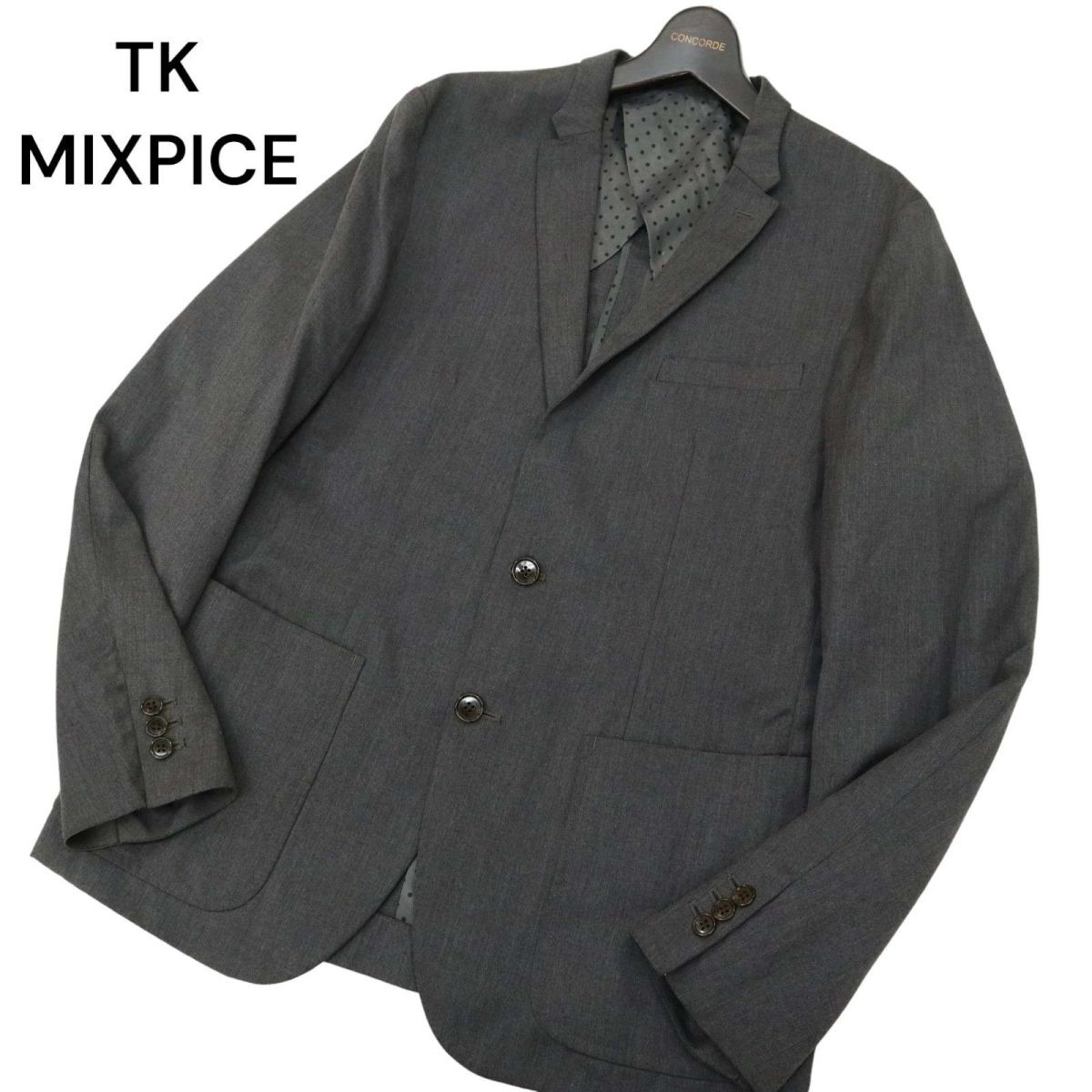 TK MIXPICE Takeo Kikuchi через год необшитый на спине 2B tailored jacket Sz.XL мужской серый большой размер C4T02067_3#O