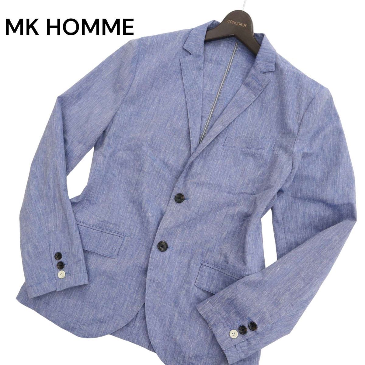 MK HOMME Michel Klein Homme spring summer [ cotton linen] 2B Anne navy blue tailored jacket Sz.48 men's C4T02089_3#M