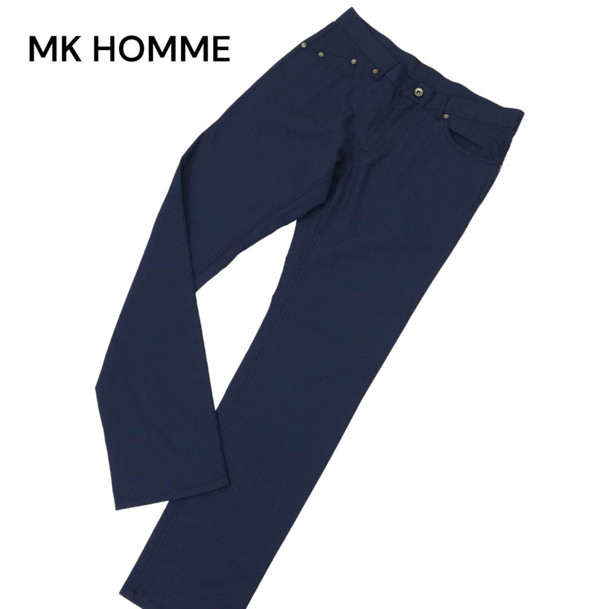 MK HOMME ミッシェルクラン オム 通年 オックス ストレッチ★ テーパード パンツ Sz.50　メンズ ネイビー　C4B01269_3#R_画像1