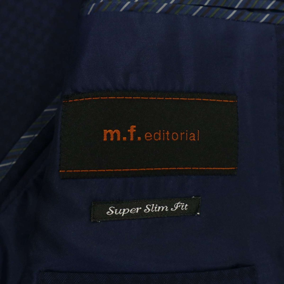 m.f.editorial タカキュー 通年 スリムフィット ウール混★ ダイヤ柄 2B テーラード ジャケット Sz.A5　メンズ ネイビー　C4T02153_3#O_画像6