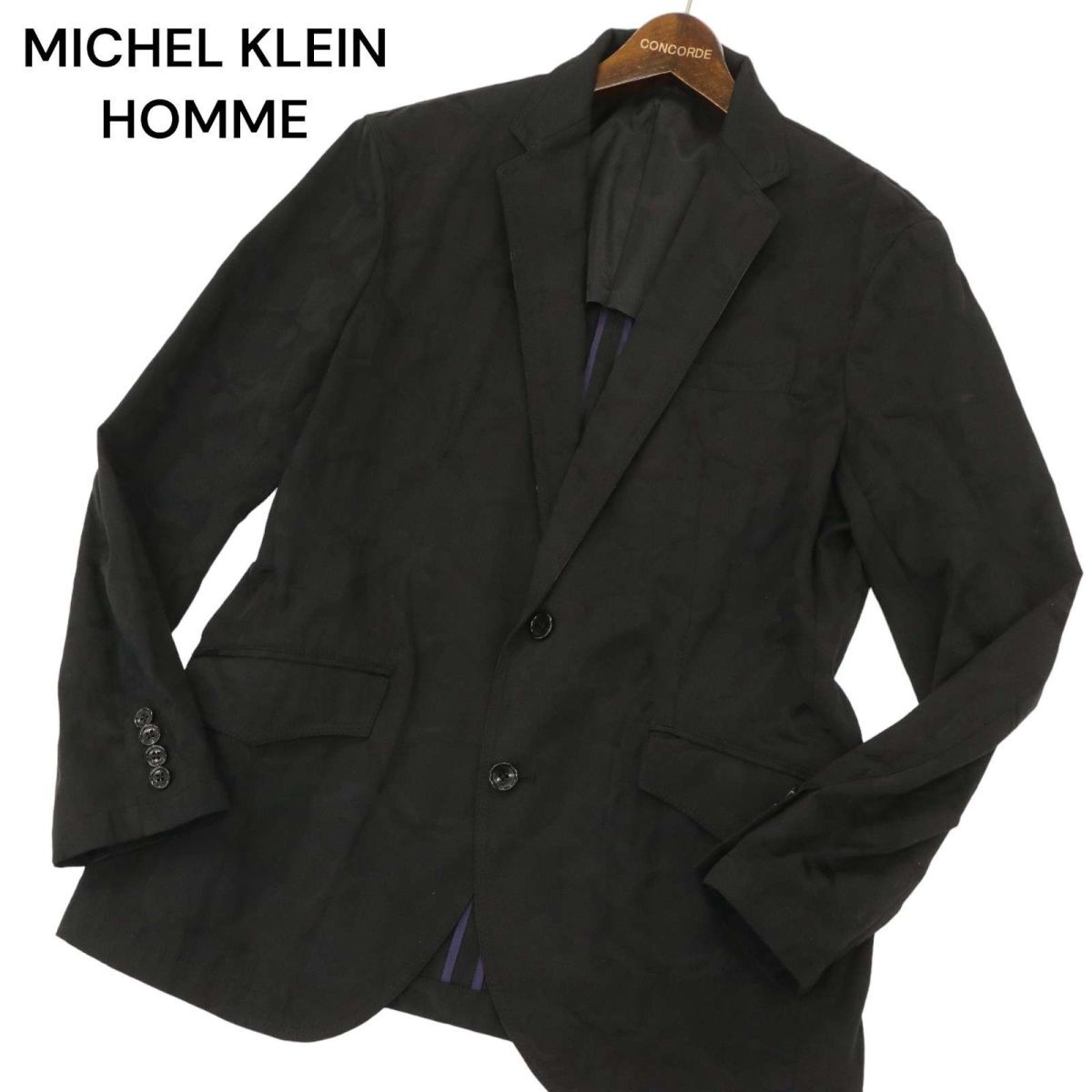 MICHEL KLEIN HOMME ミッシェルクラン オム 通年 【カモフラ 迷彩】 ストレッチ 2B テーラード ジャケット Sz.51　メンズ 黒　C4T02398_3#O_画像1