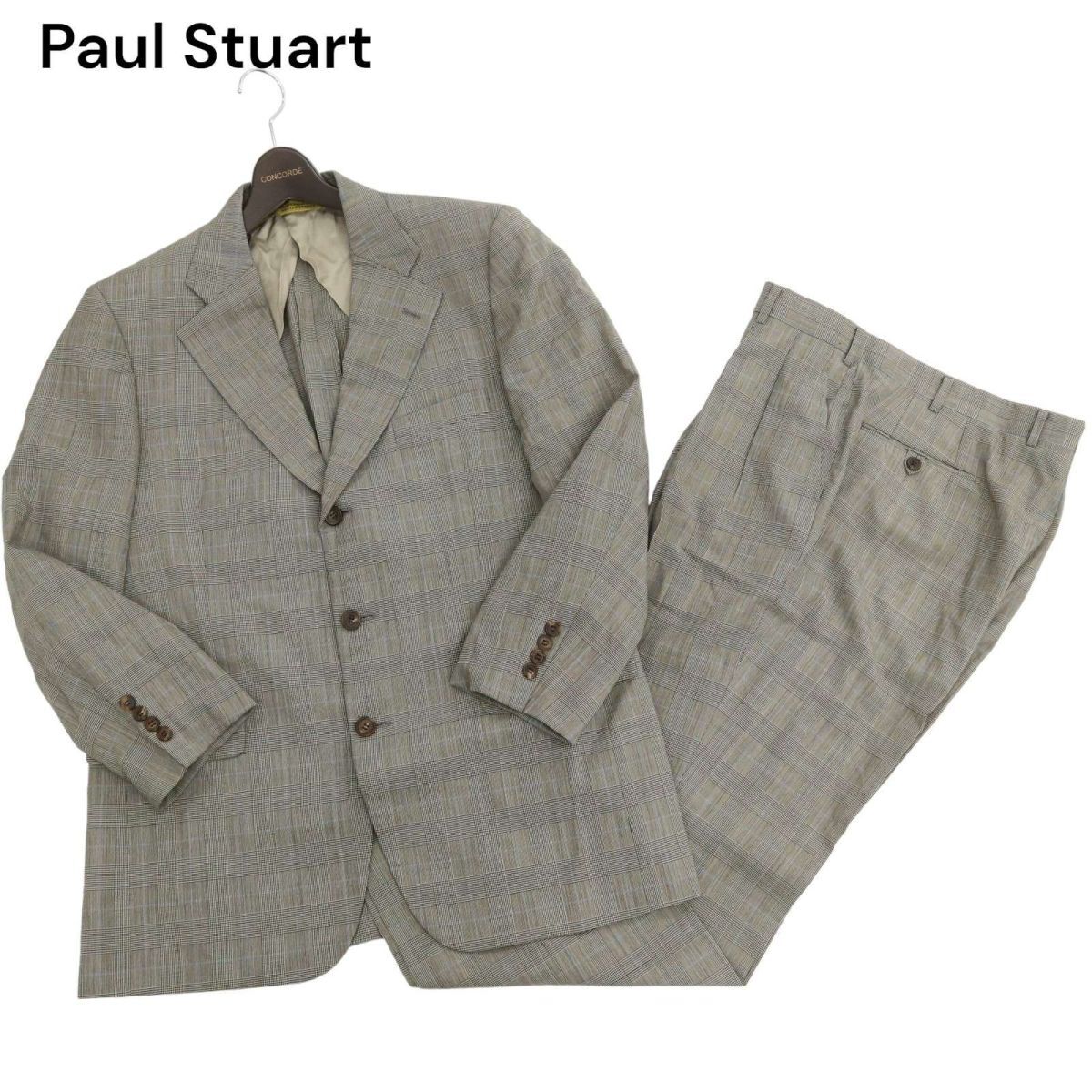 Paul Stuart ポール・スチュアート 春夏 ウール100%★ 3B グレンチェック セットアップ スーツ Sz.AB6　メンズ　C4T02691_3#M_画像1
