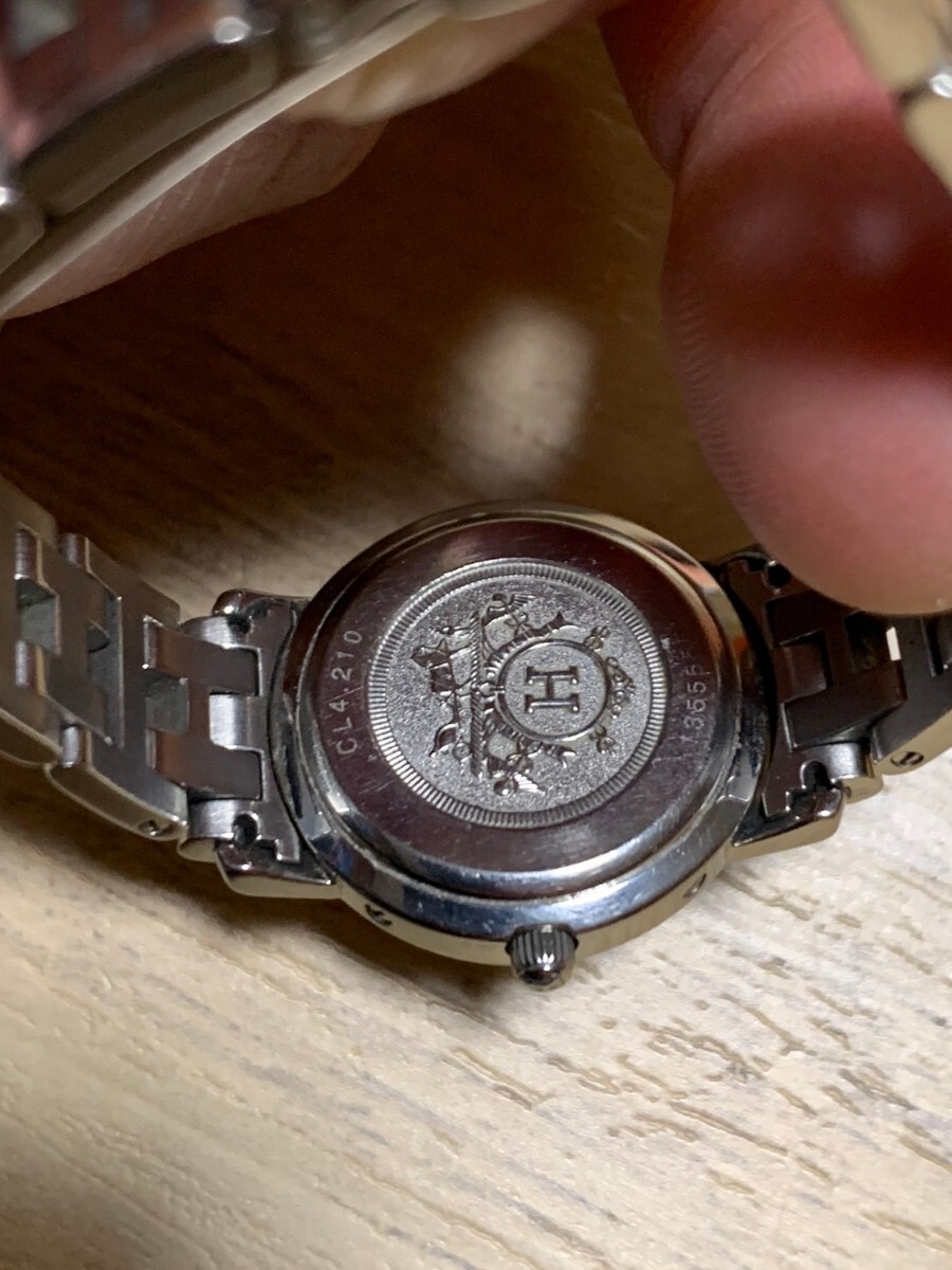 エルメス HERMES クリッパー 腕時計 アナログ クオーツ デイト CL4.210 文字盤 ブラウン系 ウォッチ　稼働_画像9